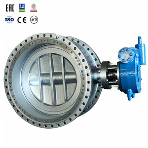 Vanne papillon actionnée de grand diamètre DN1600, corps WCB double excentrique pour les infrastructures hydrauliques - Product Image 1