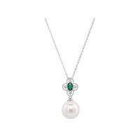 Collier en argent sterling 925 avec pendentif fleur, perle de coquillage, zircon simulé, style vintage, chaîne maille forçat, bijou femme, cadeau anniversaire