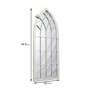 Antique Classic Rustic Cathedral <strong>Gothic</strong> Arch Style Farmhouse Windowpane Decorative Framed Customized Stand Floor Wall <strong>Mirror</strong> - Product Image 3