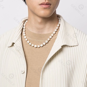 Collar de Perlas de Agua Dulce Barrocas con Cuentas Hechas a Mano de Acero Inoxidable 316l, Joyería Gemnel 2022 para Hombre - Product Image 4