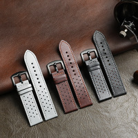 Bracelet de montre en cuir de veau perforé pour usage quotidien, respirant, à dégagement rapide, avec boucle ardillon, OEM ODM 22mm