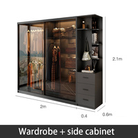 Meubles de chambre à coucher en bois avec éclairage LED moderne, grand espace de rangement, porte en verre, armoires pour la maison et l'hôtel