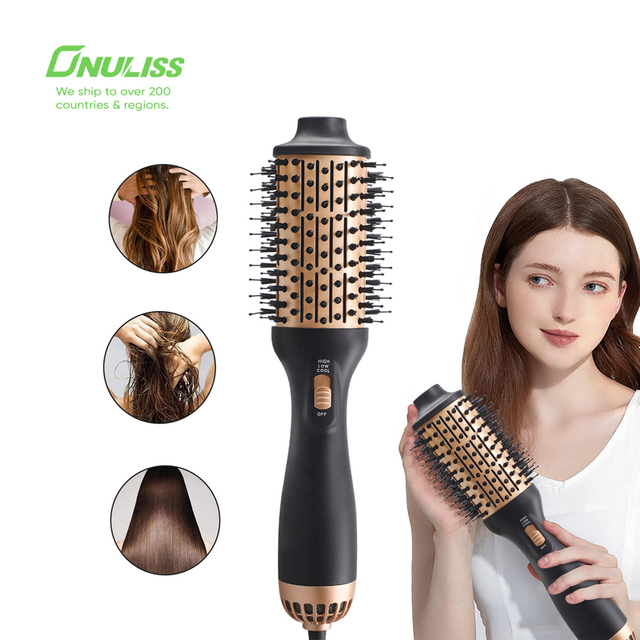 Electric 3 in 1 Professional Portable Heat Cold Straightener Comb Hot Air Brush Styler All in One Hair Dryer and Volumizer