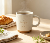 Mug à café en céramique mouchetée, tasse à café avec logo en relief et poignée pour la maison, le bureau, ou comme cadeau