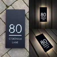 Plaque de numéro de maison en acrylique LED rétroéclairée personnalisée, plaque d'adresse lumineuse pour la décoration de porte, pour la publicité dans les hôpitaux