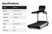 Tapis roulant électrique commercial avec écran tactile HD, large plateau de course, capteur de fréquence cardiaque portable, programmes d'exercices, équipement de fitness