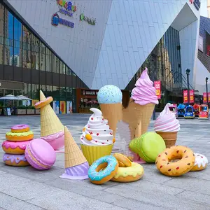 Soporte resina helado Cupcake esculturas personalizado grande piruleta caramelo Donuts para Candyland Decoración