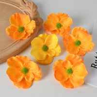 Têtes de fleurs de pavot artificielles en soie, embellissements floraux faux gaufrés de style bohème pour épingles à cheveux de mariage, artisanat et décoration vestimentaire