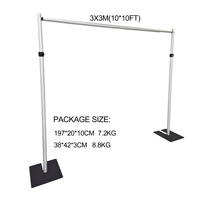 Cadre de fond rétractable double couche 3*6m, support d'affichage mural en gaze, support d'affichage en alliage d'aluminium pour mariage
