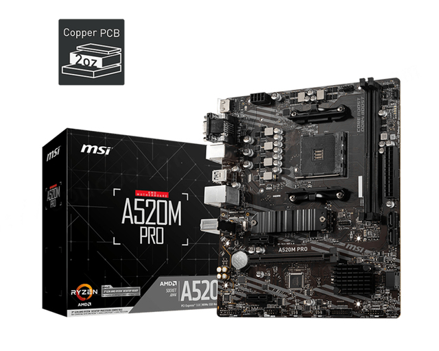 MSI A520M PRO Computer Motherboard for Desktop Pc Support 5600g 5700g 5600x 5700x Cpu AM4 Slot