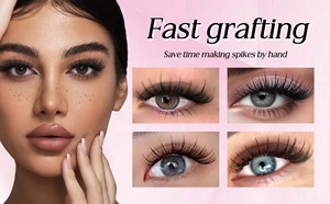 CoMango <span class=keywords><strong>Cils</strong></span> en éventail préfabriqués faits main sur mesure 0.07 8-15mm 5D 7D 9D avec base pointue - Product Image 5