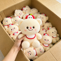 Vente directe usine : Jouets en peluche Ours Crème Rouge à bretelles festonnées, style dessin animé, 8 pouces, pour machine à grue d'arcade pour enfants