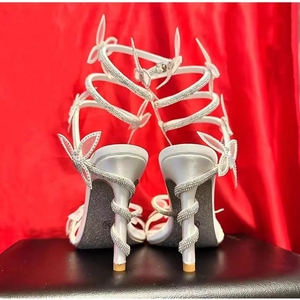 Sandalias de Mujer con Detalles de Cristal de Lujo, Sandalias Gladiador con Tiras Enrolladas Sexys y Tacones Altos Finos, Zapatos de Fiesta de Verano - Product Image 4