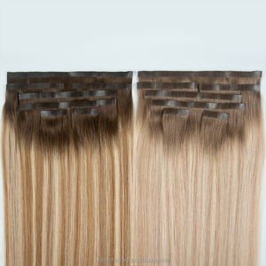 Extensiones de Cabello Humano con Clip, Color Ombre Marrón Rubio, Cabello Remy, Doble Trama a Máquina, Puntas Completas - Product Image 4