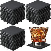 Sous-verres carrés en ardoise de style moderne 2024, 10x10x0,5 cm, résistants à la chaleur, écologiques, durables, personnalisables, pour la maison et le bureau