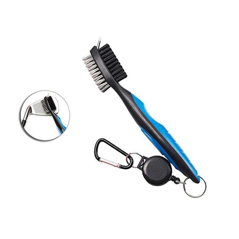 Hot selling 2pcs in one kit golf club cleaning brush perfect kit with 6 Heads Golf Club Grooving Sharpener in golf course