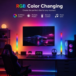 Lampe <span class=keywords><strong>d</strong></span>'angle LED RGBIC intelligente 12W avec synchronisation musicale, <span class=keywords><strong>barre</strong></span> lumineuse <span class=keywords><strong>d</strong></span>'ambiance pour salle de jeu, rétroéclairage TV, contrôle par application - Product Image 1