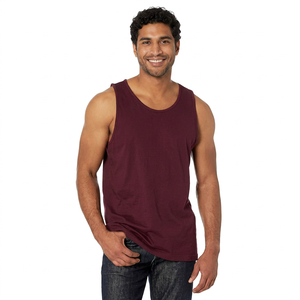 Hot Sale Breathable V-<b>neck</b> Knitted Polyester/Cotton Tank Tops for Men Women Workout Fitness Custom Logo Low MOQ - Product Image 1