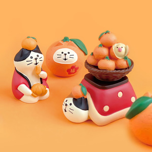 Japanese Style Orange Cat Figurine Resin Handmade Craft Ornament Tabletop Decor Indoor Use All Seasons - Product Image 2
