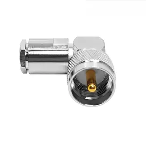 Right angle UHF PL259 male plug clamp L shape RF coaxial connector for LMR300 ultraflex 5DFB RG6 RG5 coax cable