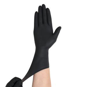 Kangbang Latex Hairdressing <b>Gloves</b> Black Textured Waterproof For Beauty And Hair Treatments Disposable One Time Use - Product Image 1