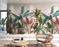 Papier peint mural en relief 3D de qualité supérieure personnalisé, peint à la main, scène de la nature, pour intérieur de luxe