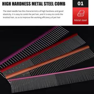 Commercio all'ingrosso della fabbrica in acciaio inox pettine per pidocchi di gatto <span class=keywords><strong>Pet</strong></span> toelettatura pettine per il cane con la carta legata di imballaggio - Product Image 2