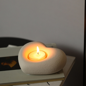 Bougeoir en céramique Cœur d'amour <span class=keywords><strong>moderne</strong></span>, joli porte-bougie chauffe-plat en porcelaine pour mariage et décoration intérieure - Product Image 6
