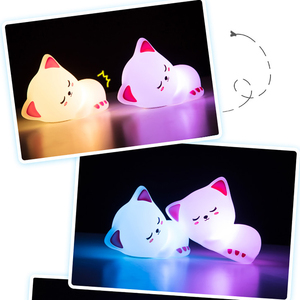 Decorative <b>Light</b> 7 Colors <b>Timer</b> Kid Night <b>Light</b> Silicone Baby Nursery Battery Cute Cat Lamp Birthday Gift Kitten Decor - Product Image 3