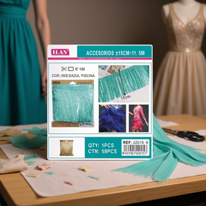 Flecos Ilan de 15 cm x 11.5 m, color azul piscina, para decoración de vestidos y manualidades - Product Image 3