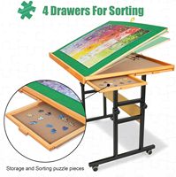 Table de puzzle en bois artisanat bureau de puzzle roulant 1500 pièces planche de puzzle tables de puzzle portables avec tiroirs et pieds