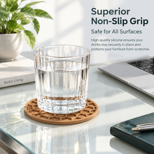 Juego de posavasos de silicona con diseño de panal, resistentes al calor, antideslizantes, con drenaje de agua, protector de mesa, sin BPA, aptos para lavavajillas, 6 piezas - Product Image 5