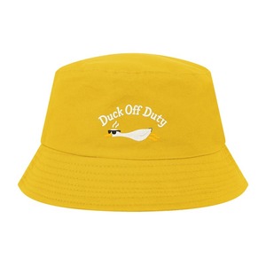 <b>Duck</b> Off Duty Bucket Hat Yellow Cotton Sun Protection Foldable Unisex Canvas Hat - Product Image 1
