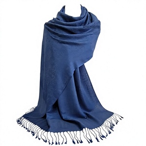 Écharpe longue et épaisse en tricot à franges bleues pour femme, motif uni, usage quotidien - Product Image 4