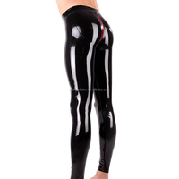 Leggings en latex sexy pour hommes, pantalon moulant en caoutchouc, fétiche, avec fermeture éclair à l'entrejambe, OEM ODM