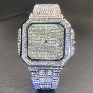Orologio da Polso da Uomo Iced Out Quadrato di Lusso con Diamanti Pave Completi, Gioiello Bling Stile Rapper Hip Hop, al Quarzo - Product Image 6