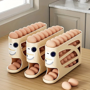 Thickened Rolling <b>Egg</b> <b>Storage</b> Box Double-Door Fridge Side Door <b>Egg</b> Rack Holder Home <b>Egg</b> Freshness Organizer Space-Saving Design - Product Image 2