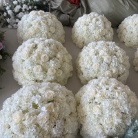Boule de fleurs artificielles W-D043, boule de fleurs blanc laiteux, nouveau design de boule de fleurs, centre de table pour mariage, décoration de table de fête
