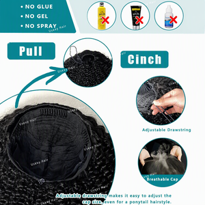 Parrucca <span class=keywords><strong>Jerry</strong></span> Curl a basso MOQ, realizzata interamente a macchina, con logo personalizzato, senza pizzo, riccia e crespa, in capelli umani con cuticole allineate - Product Image 4