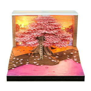 <span class=keywords><strong>Bloc</strong></span> de notes adhésives 3D Sakura avec étui en acrylique, feuilles réalistes découpées en papier, calendrier 3D, ornement de bureau, papeterie haut de gamme - Product Image 2