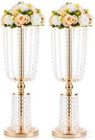 Support à fleurs en cristal de luxe moderne, élégant centre de table pour mariage, décoration de table dorée pour anniversaire, organisateur d'événements