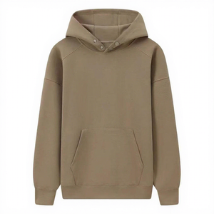 เสื้อสเวตเชิ้ตมีฮู้ดสีพื้นสำหรับผู้ชายทรงโอเวอร์ไซส์ลำลองถักนิตติ้งแขนยาวมีกระเป๋าใส่ของสำหรับฤดูใบไม้ร่วง - Product Image 3