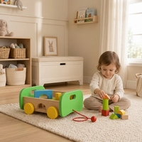 Ensemble de blocs à tirer en bois Montessori, chariot de tri des formes, jouet éducatif pour les tout-petits