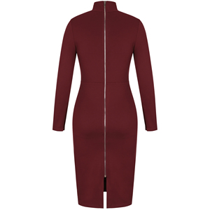 2021 nuovo dolcevita <span class=keywords><strong>rosso</strong></span> a manica lunga Sexy formale celebrità <span class=keywords><strong>abito</strong></span> fasciato <span class=keywords><strong>Midi</strong></span> per Cocktail Dinner Party - Product Image 6