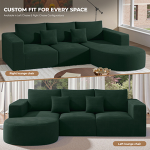 Canapé modulaire convertible extensible en forme de L avec fonction massage, idéal pour appartement moderne, avec siège profond et garnissage en éponge, ensemble en tissu. - Product Image 5