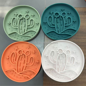 प्यारा कुत्ता बिल्ली चटाई कटोरे सिलिकॉन कैक्टस पालतू जानवर चूसने के साथ संवर्धन धीमी फीडर - Product Image 2