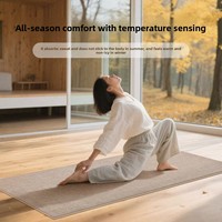 Tapis de yoga en lin naturel PVC, 5 mm d'épaisseur, antidérapant, durable, insonorisant, absorbant la transpiration, conçu pour le yoga et l'exercice
