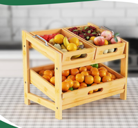 Bamboe Dubbellaags Staande Opbergrek voor Fruit en Groenten in Keuken en Woonkamer