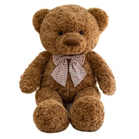 Peluche Ours Mignon avec Nœud, Ours Brun Créatif pour Couples, Poupée en Peluche, Vente en Gros, Compagnon Assis et Dormant, Cadeau pour Enfants