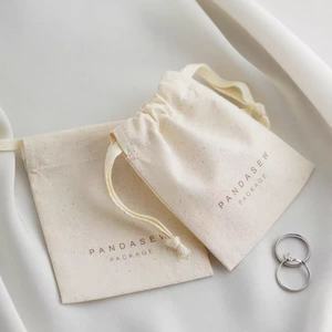 ジュエリーポーチ環境にやさしいソフトコットンキャンバス刺繍ロゴ入りリング用ジュエリージュエリージュエリー - Product Image 1